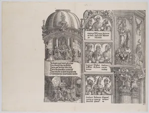 Maximilian as Founder and Protector of the Order of St. George; and Maximilian and the Knights of St. George Vowing a Crusade Against the Turks; with Portraits of Emperors and Kings (Maximilian's Forerunners), from the Arch of Honor, proof, dated 1515, printed 1517-18