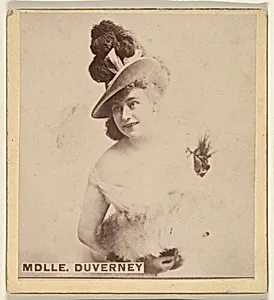 Mdlle. Duverney, from the Actresses series (N246), Type 2, issued by Kinney Brothers to promote Sporting Extra Cigarettes by Kinney Brothers Tobacco Company