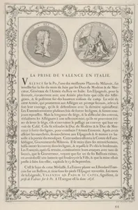 Medal commemorating the Capture of Valencia in Italy (La Prise de Valence en Italie)
