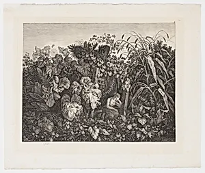 Melancholic woman seated amongst foliage (Trauerndes Mädchen im Kraut) by Carl Wilhelm Kolbe