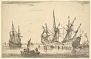 Men Caulking the Hull of a Ship by Reinier Nooms, called Zeeman