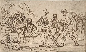 Men Digging and Constructing a Wall