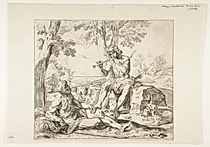 Mercury and Argus, copy in reverse after Cantarini by Simone Cantarini