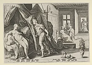 Mercury Entering Herse's Room After Changing Agraulos to Stone, from Ovid's "Metamorphoses", Book II by Hendrick Goltzius|Anonymous, Dutch, 17th century