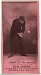 Michael J. Cody, Catcher, Des Moines Prohibitionists, from the Old Judge series (N172) for Old Judge Cigarettes by Goodwin & Company