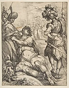 Military Figures outside a City