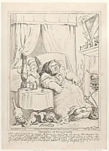 Miseries of Human Life: "While confined to your bed by sickness..." by Thomas Rowlandson|Nicolaus Heideloff|Rudolph Ackermann, London