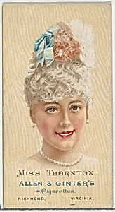 Miss Thornton, from World's Beauties, Series 2 (N27) for Allen & Ginter Cigarettes by Allen & Ginter|Lindner, Eddy & Claus