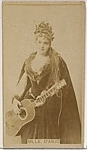 Mlle. D' Anjo, from the Actors and Actresses series (N45, Type 8) for Virginia Brights Cigarettes by Allen & Ginter