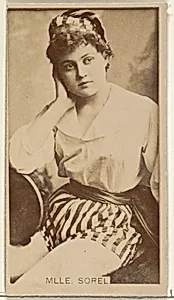 Mlle. Sorel, from the Actors and Actresses series (N45, Type 8) for Virginia Brights Cigarettes by Allen & Ginter