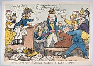 Mock Auction or Boney Selling Stolen Goods by Empress Marie Louise of France|Napoléon II, King of Rome and Duke of Reichstadt|Napoléon Bonaparte|Rudolph Ackermann, London|Thomas Rowlandson