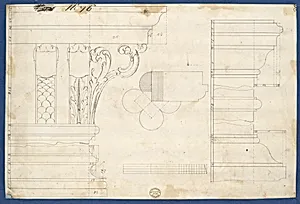 Moldings and Plan for Column on Door of Library Bookcase, from Chippendale Drawings, Vol. II by Thomas Chippendale