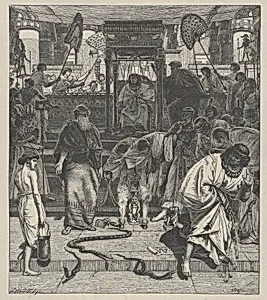 Moses and Aaron Before Pharoah, from "Dalziels' Bible Gallery" by Camden Press|Scribner and Welford|Dalziel Brothers|Sir Edward John Poynter