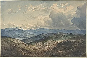 Mountainous Landscape with Approaching Thunderstorm by Anonymous, German, 19th century