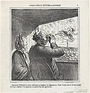 Mr. Colimard, if you don't immediately stop ogling the dancers..., from 'Theater sketches,' published in Le Charivari, May 4, 1864 by Destouches|Honoré Daumier|Aaron Martinet