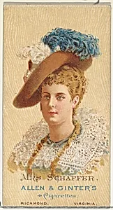 Mrs. Schaffer, from World's Beauties, Series 2 (N27) for Allen & Ginter Cigarettes by Lindner, Eddy & Claus|Allen & Ginter