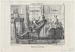 Môssieu le concierge, from Croquis Parisiens, published in Le Charivari, November 25, 1856 by Aaron Martinet|Honoré Daumier|Destouches