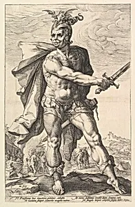 Mucius Scaevola, from "The Roman Heroes" by Hendrick Goltzius