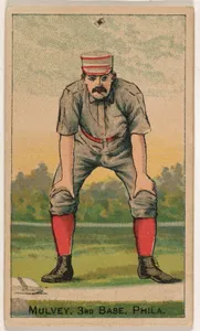 Mulvey (Hands On Knees), 3rd Base, Phila. from the Gold Coin series (N284) for Gold Coin Chewing Tobacco