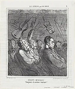 Musical séances, always the same song!, from 'The spiritualists,' published in Le Charivari, November 8, 1865 by Aaron Martinet|Destouches|Honoré Daumier