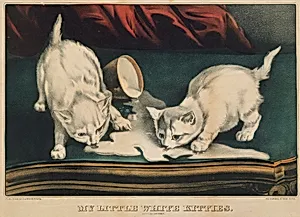 My Little White Kitties – Into Mischief by Currier & Ives