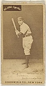 Myers, Catcher, Indianapolis, from the Old Judge series (N172) for Old Judge Cigarettes by Goodwin & Company