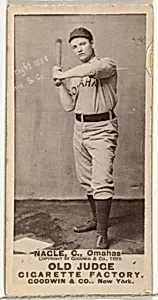 Nagle, Catcher, Omaha Omahogs/ Lambs, from the Old Judge series (N172) for Old Judge Cigarettes by Goodwin & Company