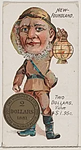 Newfoundland, Two Dollars, from the series Coins of All Nations (N72, variation 1) for Duke brand cigarettes by W. Duke, Sons & Co.