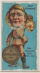 Newfoundland, Two Dollars, from the series Coins of All Nations (N72, variation 2) for Duke brand cigarettes by W. Duke, Sons & Co.