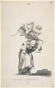 'Nightmare'; an old woman carrying figures on her back; page 20 from the Witches and Old Women Album (D)