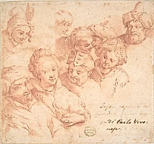 Nine heads after Paolo Veronese
