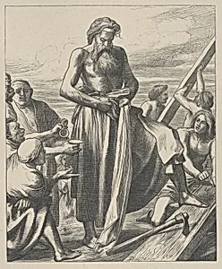 Noah Building the Ark, from "Dalziels' Bible Gallery"