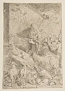 Noah letting the animals into the ark by Giovanni Benedetto Castiglione (Il Grechetto)