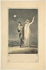 Nocturnal Landscape with Two Figures (design for an engraved book illustration) by Henry Corbould