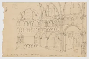 Northeast Transept of Canterbury Cathedral (recto); Architectural Details (verso)