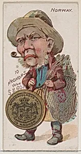 Norway, 10 Kronors, from the series Coins of All Nations (N72, variation 1) for Duke brand cigarettes by W. Duke, Sons & Co.