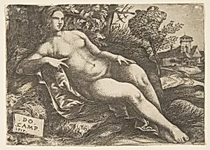 Nude woman (Venus) reclining in a landscape