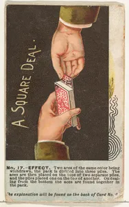 Number 17, A Square Deal, from the Tricks with Cards series (N138) issued by W. Duke, Sons & Co. to promote Honest Long Cut Tobacco