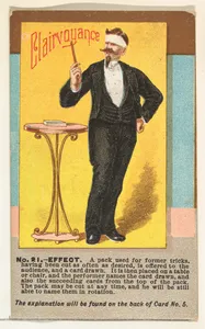 Number 21, Clairvoyance, from the Tricks with Cards series (N138) issued by W. Duke, Sons & Co. to promote Honest Long Cut Tobacco