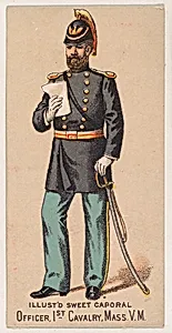 Officer, 1st Cavalry, Massachusetts, V.M., from the Military Series (N224) issued by Kinney Tobacco Company to promote Sweet Caporal Cigarettes by Kinney Brothers Tobacco Company