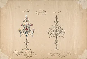 One of Twenty-Three Sheets of Drawings of Glassware (Mirrors, Chandeliers, Goblets, etc.) by Compagnia di Venezia e Murano