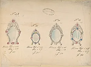One of Twenty-Three Sheets of Drawings of Glassware (Mirrors, Chandeliers, Goblets, etc.) by Compagnia di Venezia e Murano