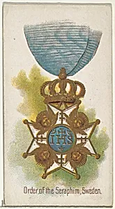 Order of the Seraphim, Sweden, from the World's Decorations series (N30) for Allen & Ginter Cigarettes by Lindner, Eddy & Claus|Allen & Ginter