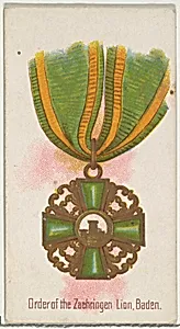 Order of the Zaehringen Lion, Baden, from the World's Decorations series (N30) for Allen & Ginter Cigarettes by Lindner, Eddy & Claus|Allen & Ginter