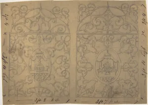 Ornament Designs on Two Panels, the Central Cartouches Decorated with Tents