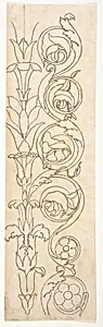Ornamental drawings (recto) blank (verso) by Anonymous, French, 16th century