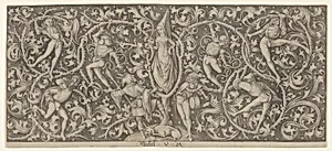 Ornamental Engraving with Morris Dancers by Israhel van Meckenem