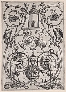 Ornamental Panel by Agostino Veneziano (Agostino dei Musi)|Raphael (Raffaello Sanzio or Santi)|Giovanni da Udine (Giovanni dei Ricamatori)