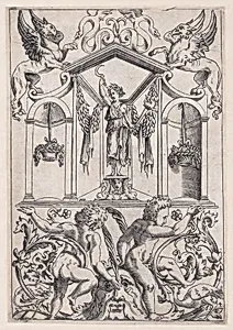 Ornamental Panel by Agostino Veneziano (Agostino dei Musi)|Raphael (Raffaello Sanzio or Santi)|Giovanni da Udine (Giovanni dei Ricamatori)