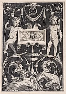 Ornamental Panel by Agostino Veneziano (Agostino dei Musi)|Raphael (Raffaello Sanzio or Santi)|Giovanni da Udine (Giovanni dei Ricamatori)